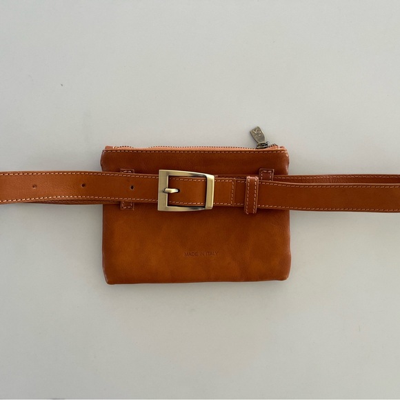 Pratesi Firenze - Italian Leather Studded
Belt Bag Fanny Pack Tan Brown Caramel - Picture 7 of 13